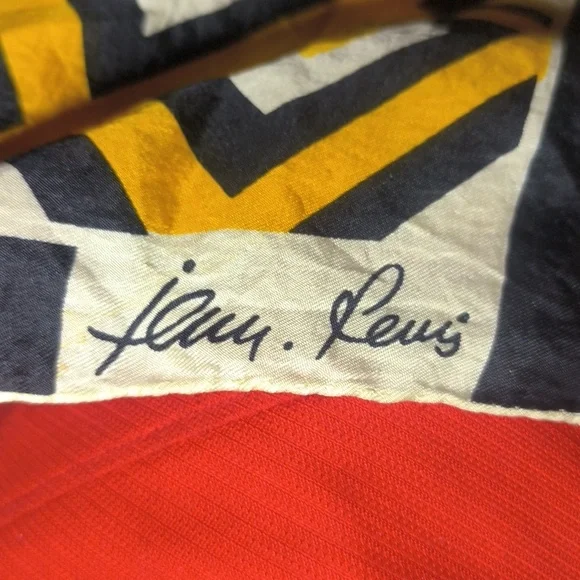 Geometric Yellow and Black Scarf Silk Square Signed V.W. Rarissima